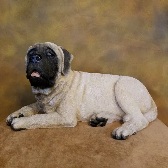 Dog Large Figurine - Mastiff Style - Older Resin - Picture 1 of 13